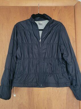 Nike Y2K Windbreaker Jacket | Black | Size L (12-14) | Ruched | gorpcore puffer